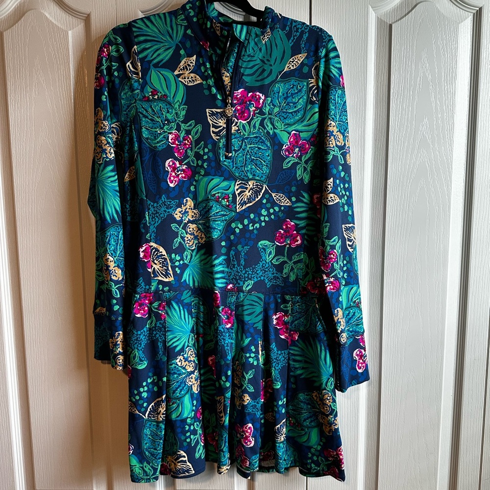 NWT Lilly Delmar dress upf 50+  - low tide navy life of the party